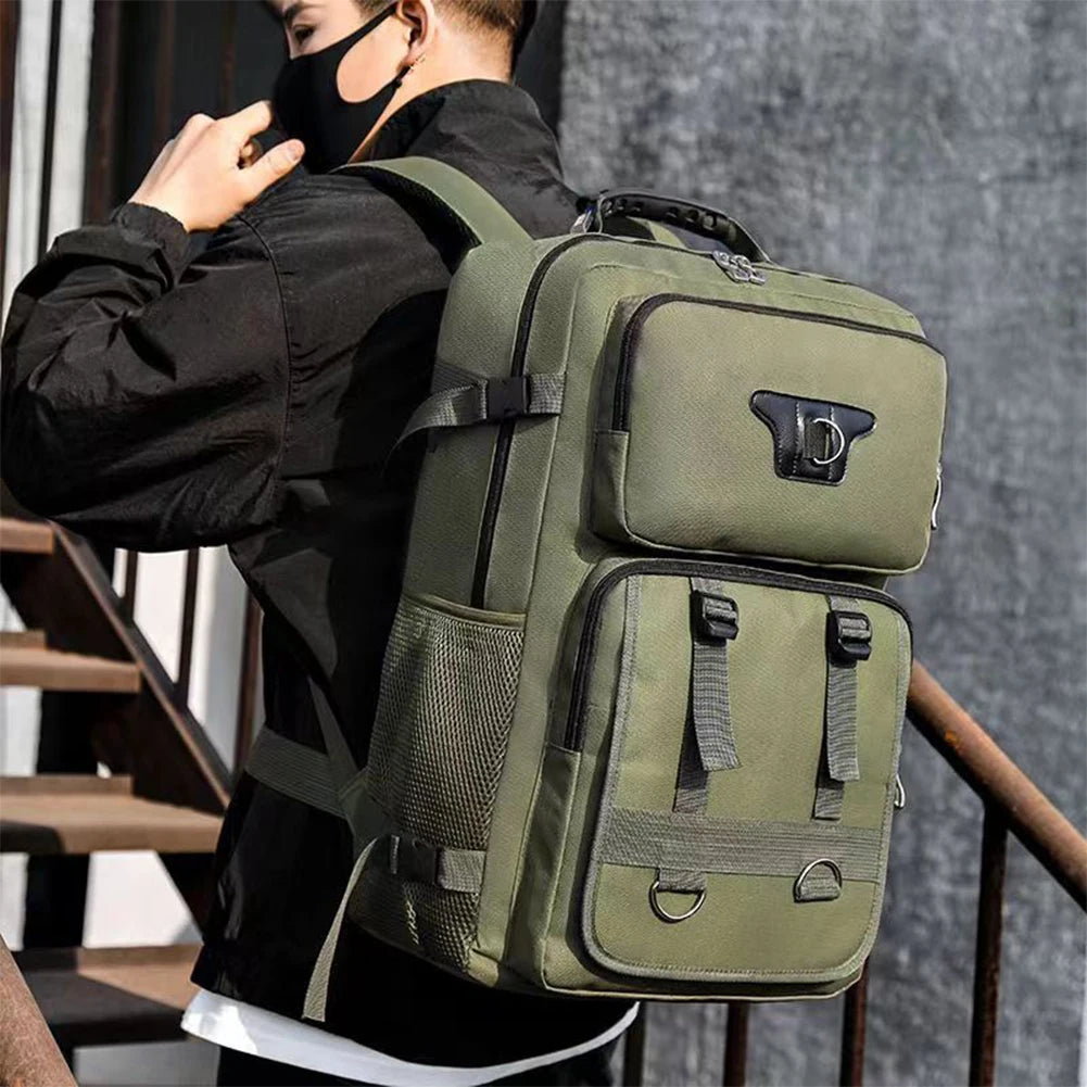 SYZM Men's Laptop Bag Multifunctional Casual Backpack Nylon Schoolbag Large-Capacity Leisure Schoolbag Travel Backpack