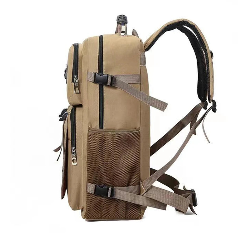 SYZM Men's Laptop Bag Multifunctional Casual Backpack Nylon Schoolbag Large-Capacity Leisure Schoolbag Travel Backpack