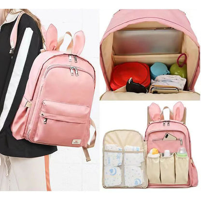 SYZM Mommy Bag  Large-capacity Insulated Bottle Bag Baby Diaper Bag Cute Rabbit Ear Backpack Mommy Outting Baby Nursing Bags