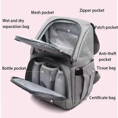 SYZM Mommy Diaper Bags Mother Large Capacity Travel Nappy Backpacks With Wet and Dry Separation Bag Baby Nursing Bags