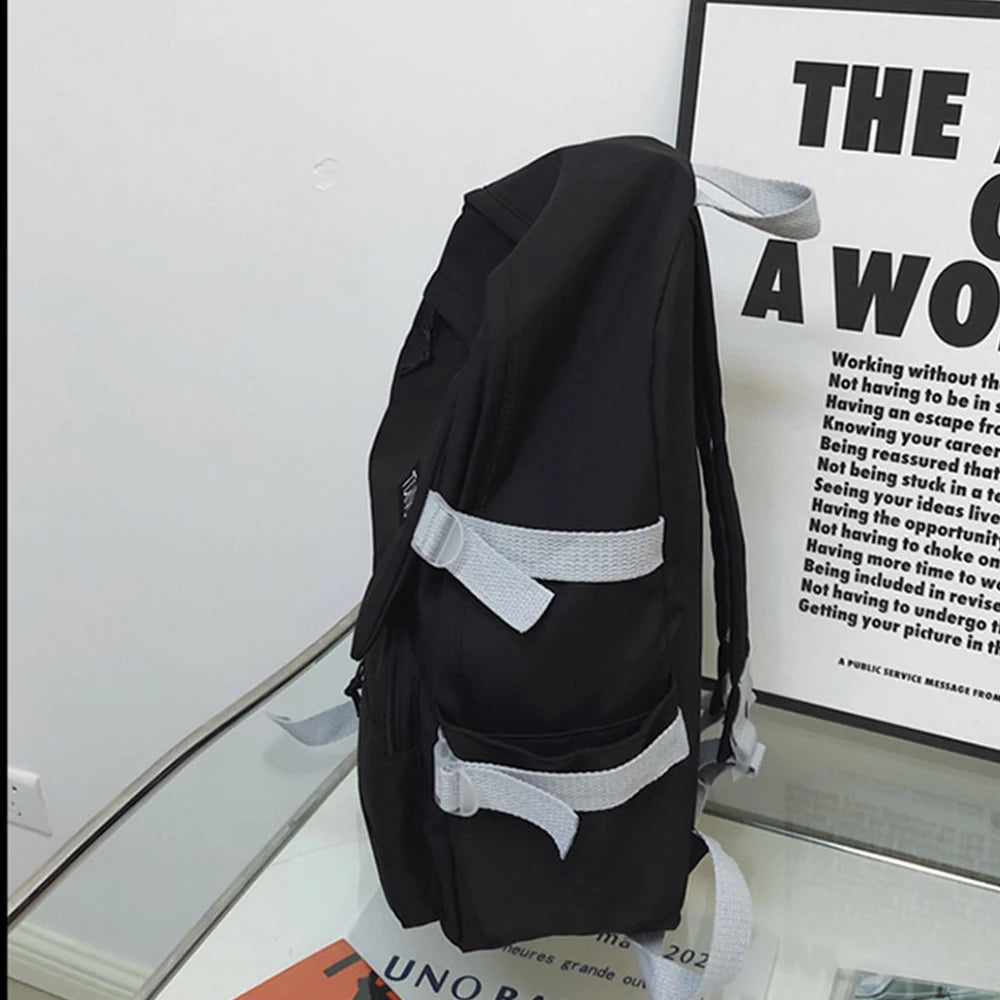 SYZM Multi-Pocket Schoolbag Female Student Backpack Large Capacity Fashion Boy Teenager Rucksack Laptop Bag Couple Backpack