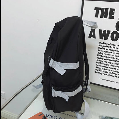 SYZM Multi-Pocket Schoolbag Female Student Backpack Large Capacity Fashion Boy Teenager Rucksack Laptop Bag Couple Backpack