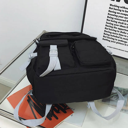 SYZM Multi-Pocket Schoolbag Female Student Backpack Large Capacity Fashion Boy Teenager Rucksack Laptop Bag Couple Backpack