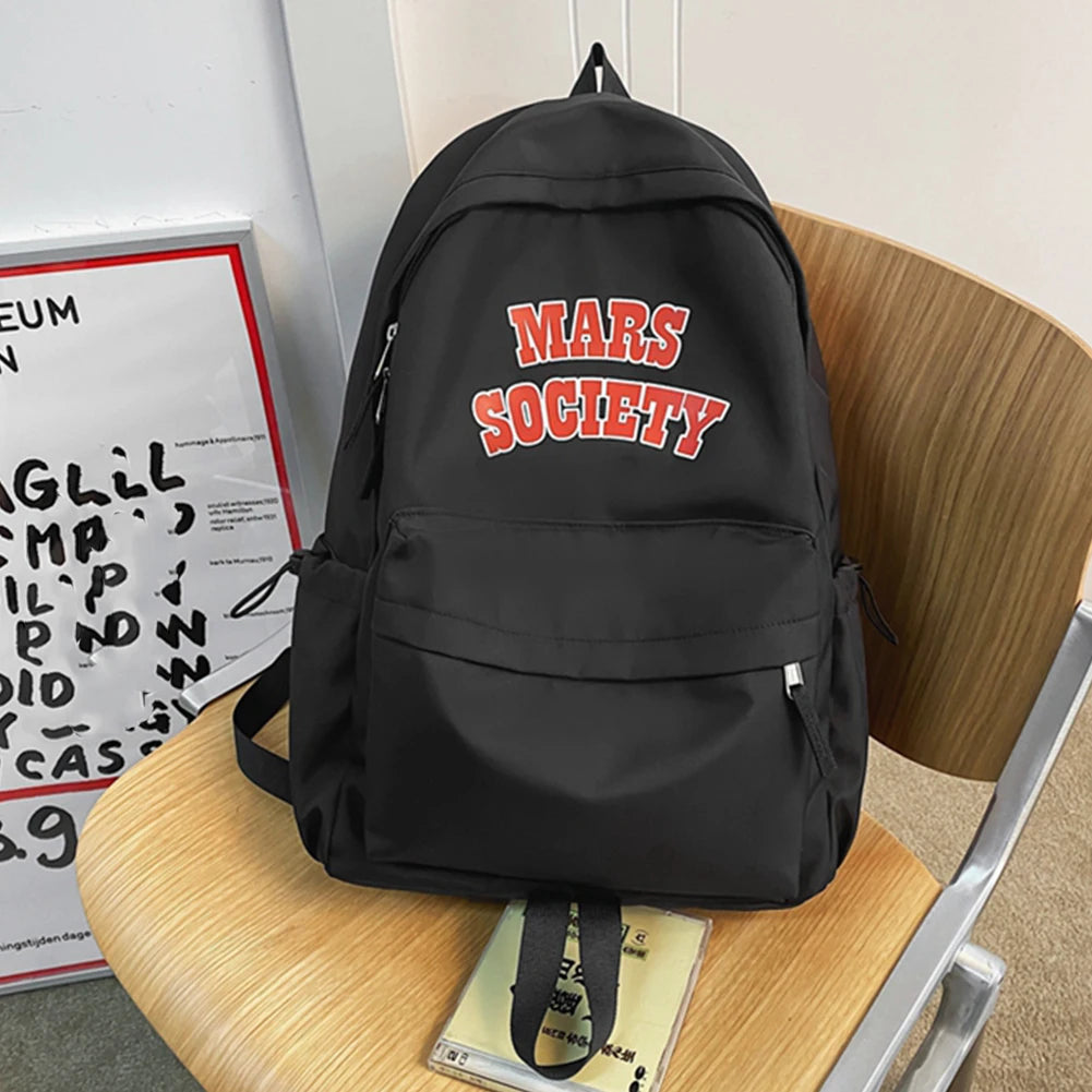 SYZM Nylon Letter Printed Backpack Large Capacity Student School Bags Fashion Travel Book Bag Casual Laptop Rucksack