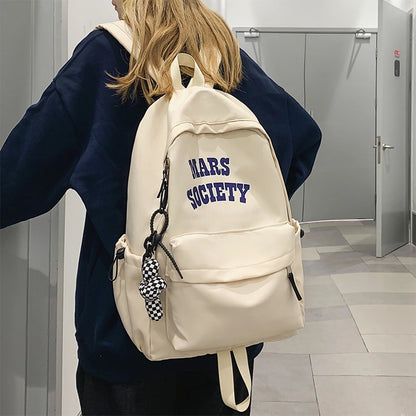 SYZM Nylon Letter Printed Backpack Large Capacity Student School Bags Fashion Travel Book Bag Casual Laptop Rucksack
