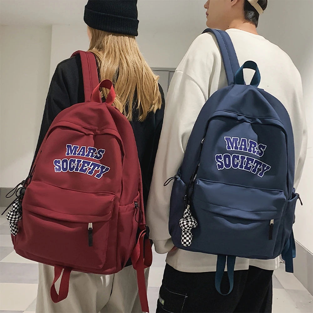 SYZM Nylon Letter Printed Backpack Large Capacity Student School Bags Fashion Travel Book Bag Casual Laptop Rucksack