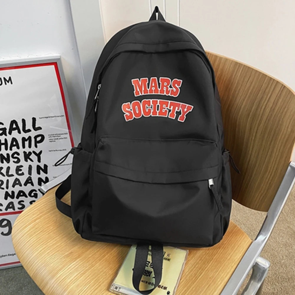 SYZM Nylon Letter Printed Backpack Large Capacity Student School Bags Fashion Travel Book Bag Casual Laptop Rucksack