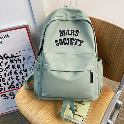 SYZM Nylon Letter Printed Backpack Large Capacity Student School Bags Fashion Travel Book Bag Casual Laptop Rucksack