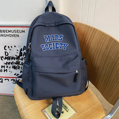 SYZM Nylon Letter Printed Backpack Large Capacity Student School Bags Fashion Travel Book Bag Casual Laptop Rucksack