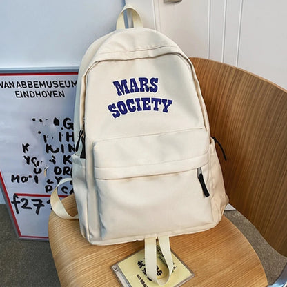 SYZM Nylon Letter Printed Backpack Large Capacity Student School Bags Fashion Travel Book Bag Casual Laptop Rucksack