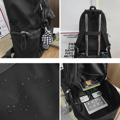 SYZM Nylon Letter Printed Backpack Large Capacity Student School Bags Fashion Travel Book Bag Casual Laptop Rucksack