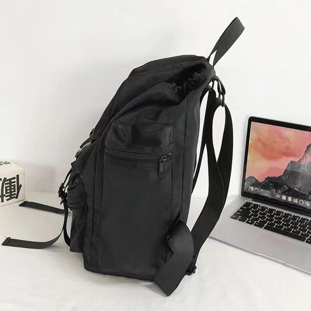 SYZM Nylon Waterproof Rucksack  Large Capacity Outdoor Mountaineering Backpack Laptop Bag Black Teenagers Schoolbag