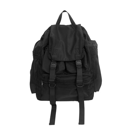SYZM Nylon Waterproof Rucksack  Large Capacity Outdoor Mountaineering Backpack Laptop Bag Black Teenagers Schoolbag