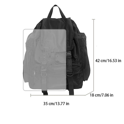 SYZM Nylon Waterproof Rucksack  Large Capacity Outdoor Mountaineering Backpack Laptop Bag Black Teenagers Schoolbag
