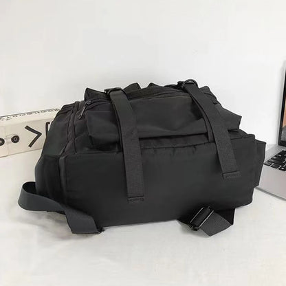 SYZM Nylon Waterproof Rucksack  Large Capacity Outdoor Mountaineering Backpack Laptop Bag Black Teenagers Schoolbag