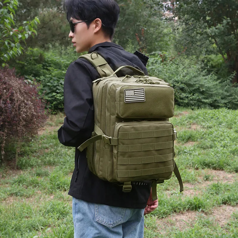 SYZM Outdoor Tactical Backpack Hiking Sports Travel Mountaineering Rucksack Camping Fishing with Bottle Holder