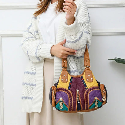 SYZM PU Crossbody Bags for Women Ladies Luxury Tote Handbag Vintage Soft Leather Bags Ethnic  Shoulder Bag y2k Purse