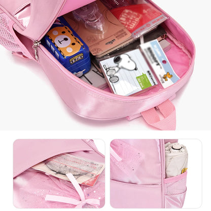 SYZM Pink Children's Backpack Elegant Backpack with Lace Decoration Girls' Dancing Shoulders Bag Ballerina Dance Bag for Kids