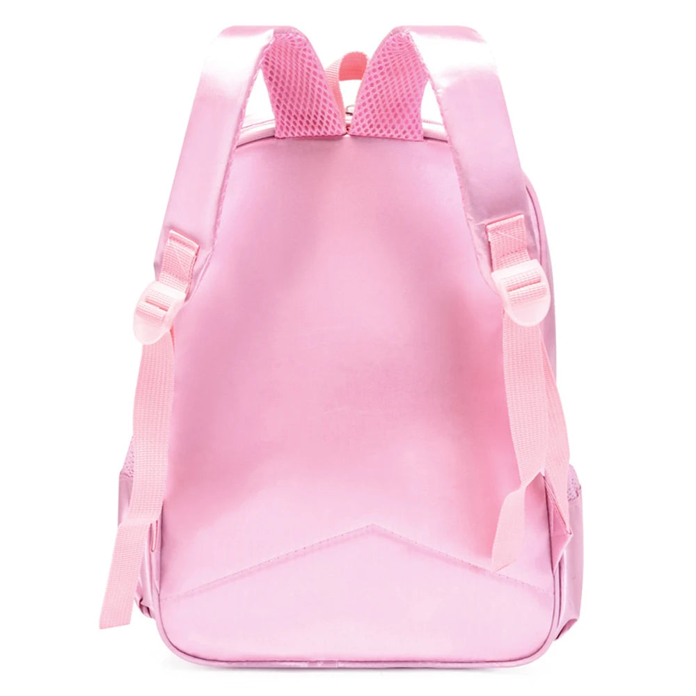SYZM Pink Children's Backpack Elegant Backpack with Lace Decoration Girls' Dancing Shoulders Bag Ballerina Dance Bag for Kids