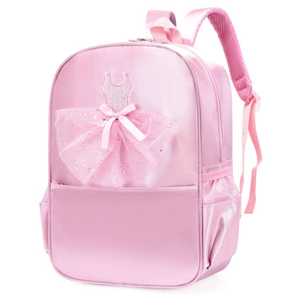SYZM Pink Children's Backpack Elegant Backpack with Lace Decoration Girls' Dancing Shoulders Bag Ballerina Dance Bag for Kids