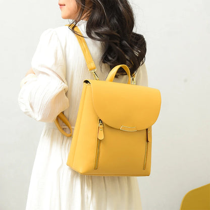 SYZM Simple Elegant Lady Backpack Fashion Handbag PU Leather Women  Backpack Women Business Shoulders Bag Schoolbag for Girls