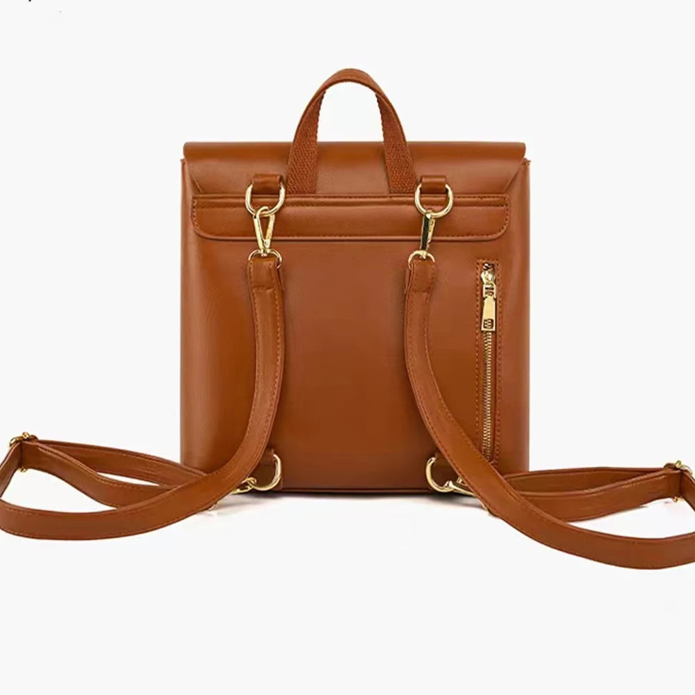 SYZM Simple Elegant Lady Backpack Fashion Handbag PU Leather Women  Backpack Women Business Shoulders Bag Schoolbag for Girls