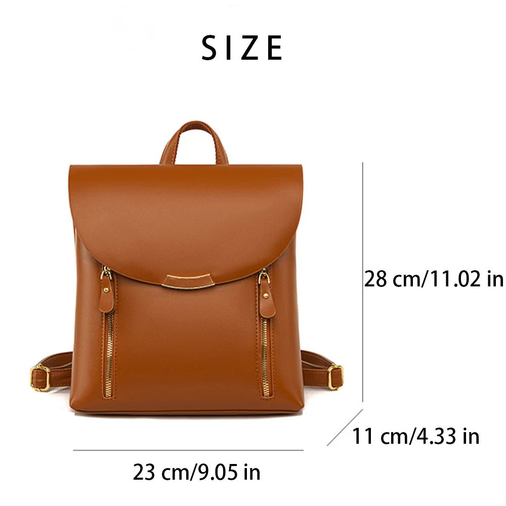 SYZM Simple Elegant Lady Backpack Fashion Handbag PU Leather Women  Backpack Women Business Shoulders Bag Schoolbag for Girls