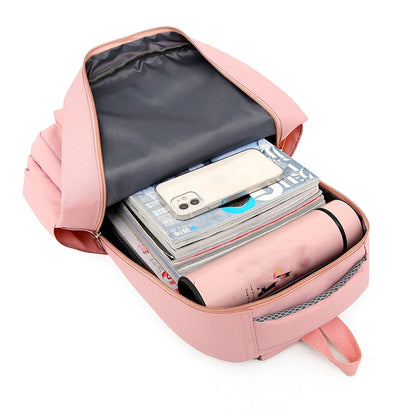 SYZM Waterproof Nylon Women Backpack Solid Color Students Schoolbag Fashion Multi-pocket Travel Bag Large-capacity Shoulder Bag
