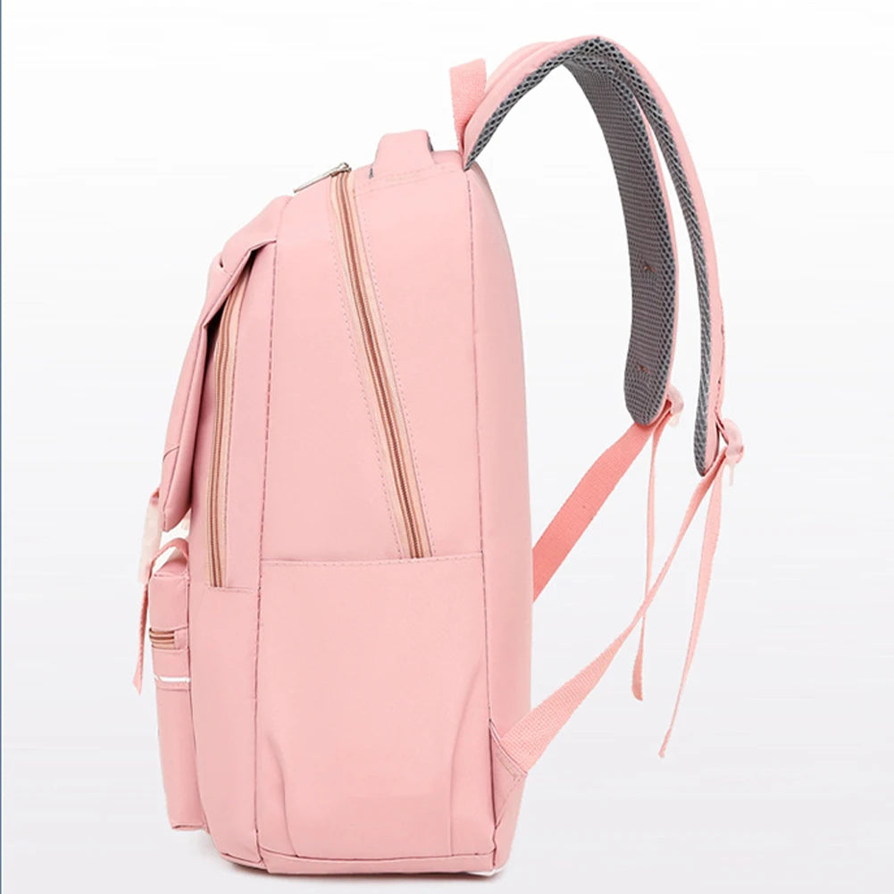 SYZM Waterproof Nylon Women Backpack Solid Color Students Schoolbag Fashion Multi-pocket Travel Bag Large-capacity Shoulder Bag