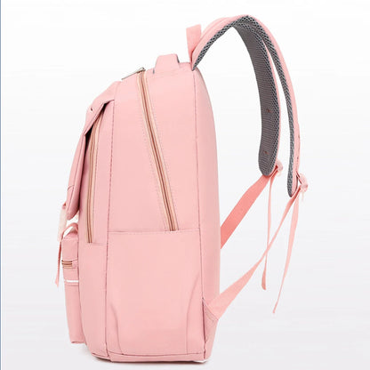 SYZM Waterproof Nylon Women Backpack Solid Color Students Schoolbag Fashion Multi-pocket Travel Bag Large-capacity Shoulder Bag