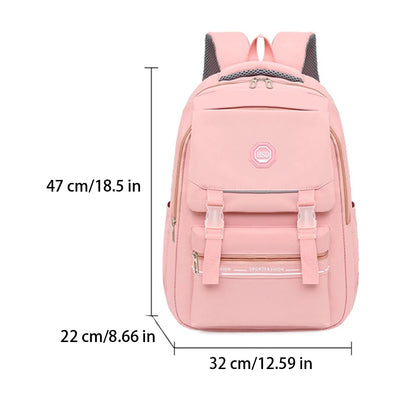 SYZM Waterproof Nylon Women Backpack Solid Color Students Schoolbag Fashion Multi-pocket Travel Bag Large-capacity Shoulder Bag