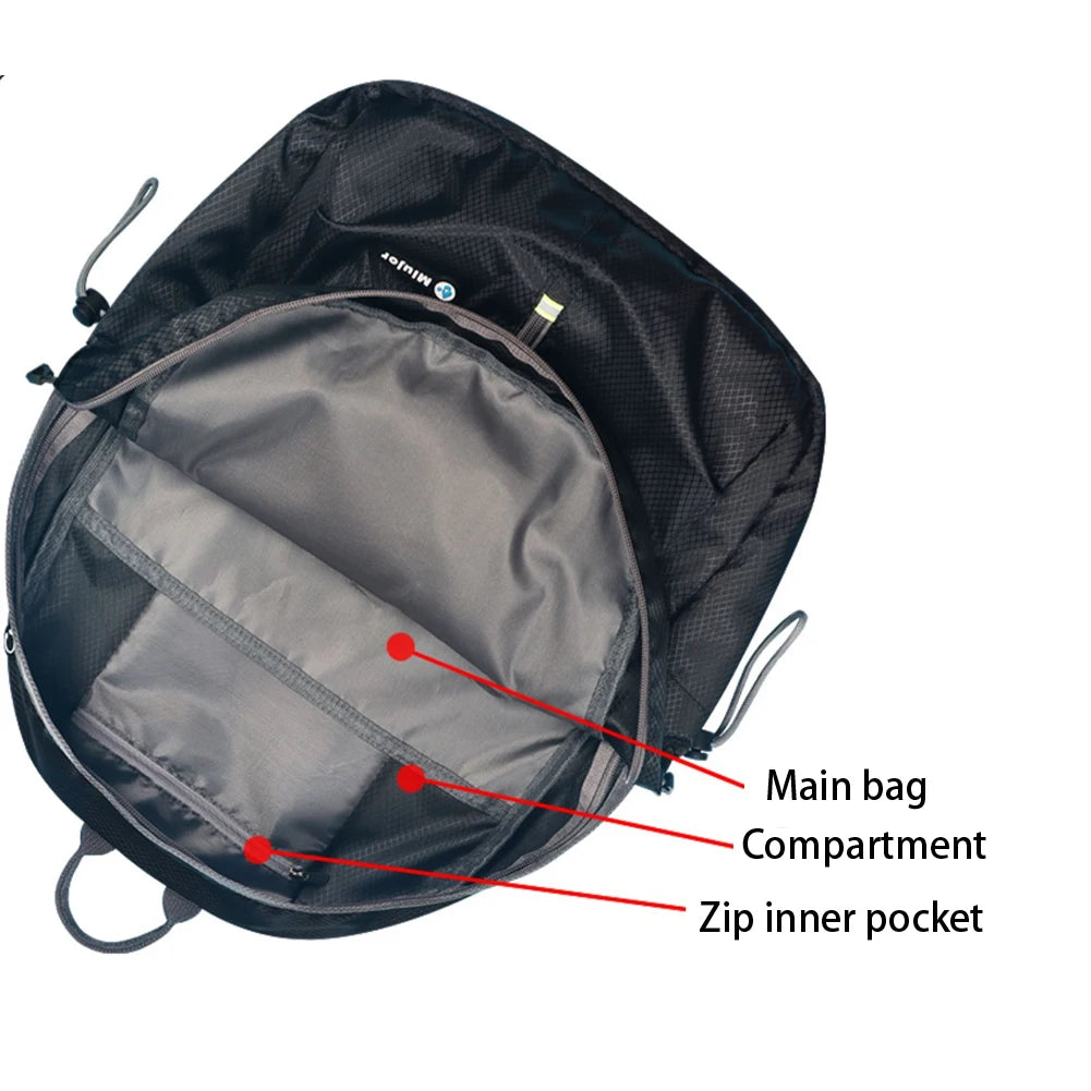 SYZM Waterproof Sports Backpack Foldable Lightweight Outdoor Backpack Portable Large Capacity Travel Bag Mountaineering Knapsack