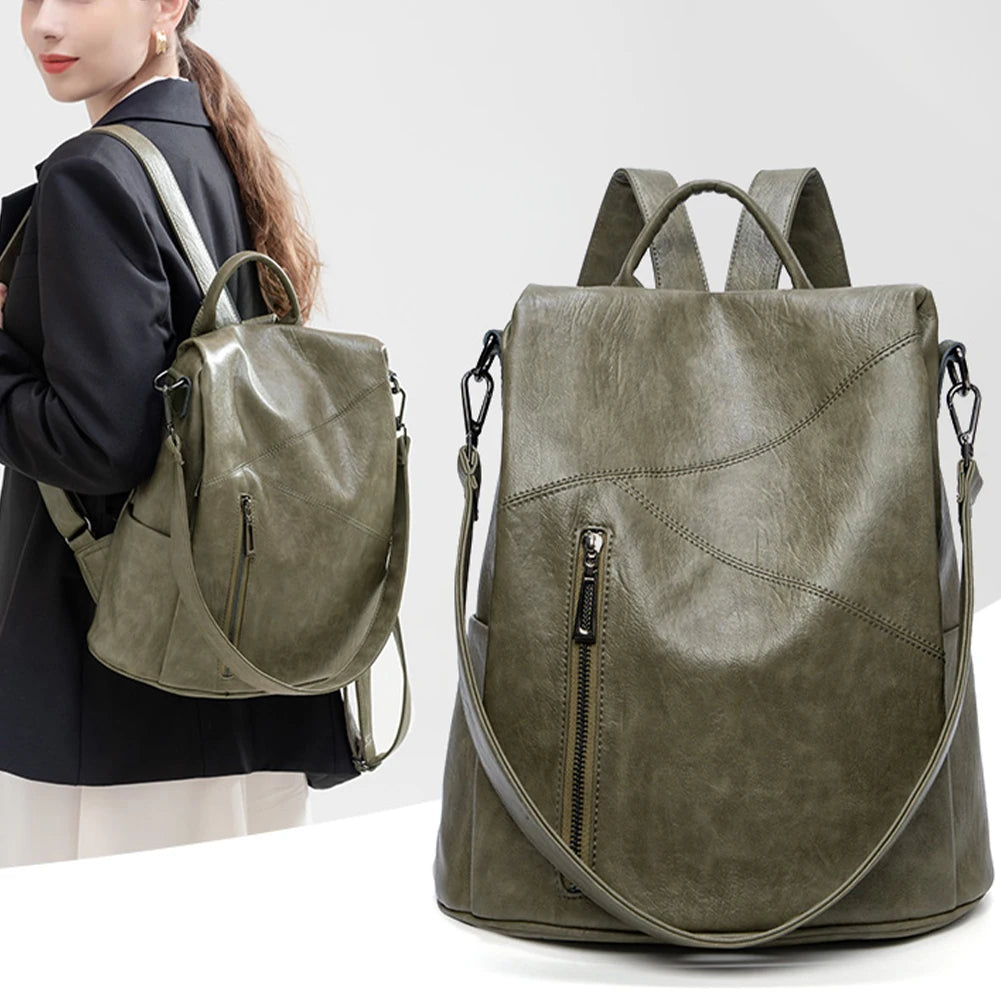 SYZM Women Genuine Leather Backpacks  Anti-theft Backpack  Fashion Multifunctional Backpack Waterproof Large Capacity Schoolbag