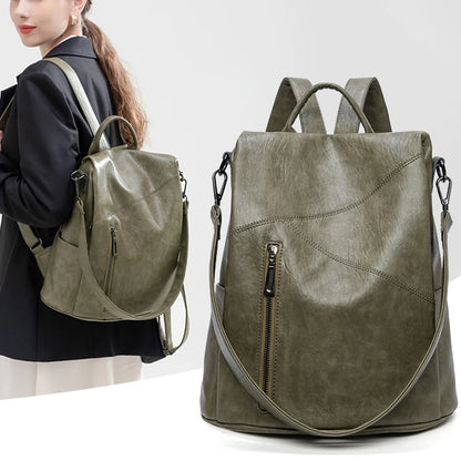 SYZM Women Genuine Leather Backpacks  Anti-theft Backpack  Fashion Multifunctional Backpack Waterproof Large Capacity Schoolbag
