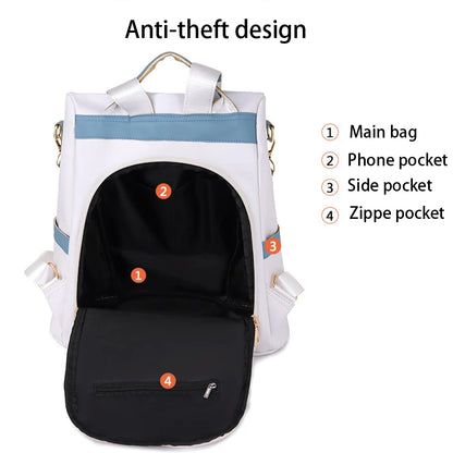SYZM Women Large Capacity Backpack High Quality Leather Female Anti-theft Bag s School Bags Travel Backpack Ladies PU Rucksack