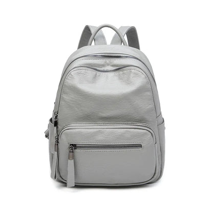 SYZM Women Large Leather Capacity Backpack Female New Multifunction Fashion Soft Leather Backpack Waterproof Schoolbag