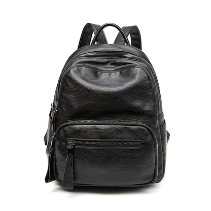 SYZM Women Large Leather Capacity Backpack Female New Multifunction Fashion Soft Leather Backpack Waterproof Schoolbag