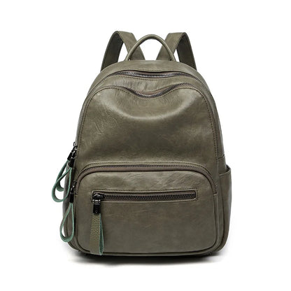SYZM Women Large Leather Capacity Backpack Female New Multifunction Fashion Soft Leather Backpack Waterproof Schoolbag