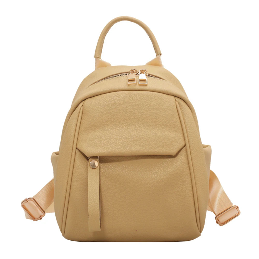 SYZM Women's Leather Backpack Soft PU Leather Backpack Simple Small Lady Shoulders Bag  Fashion Mini Bag For Girls School Bags