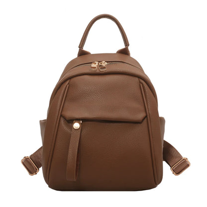 SYZM Women's Leather Backpack Soft PU Leather Backpack Simple Small Lady Shoulders Bag  Fashion Mini Bag For Girls School Bags