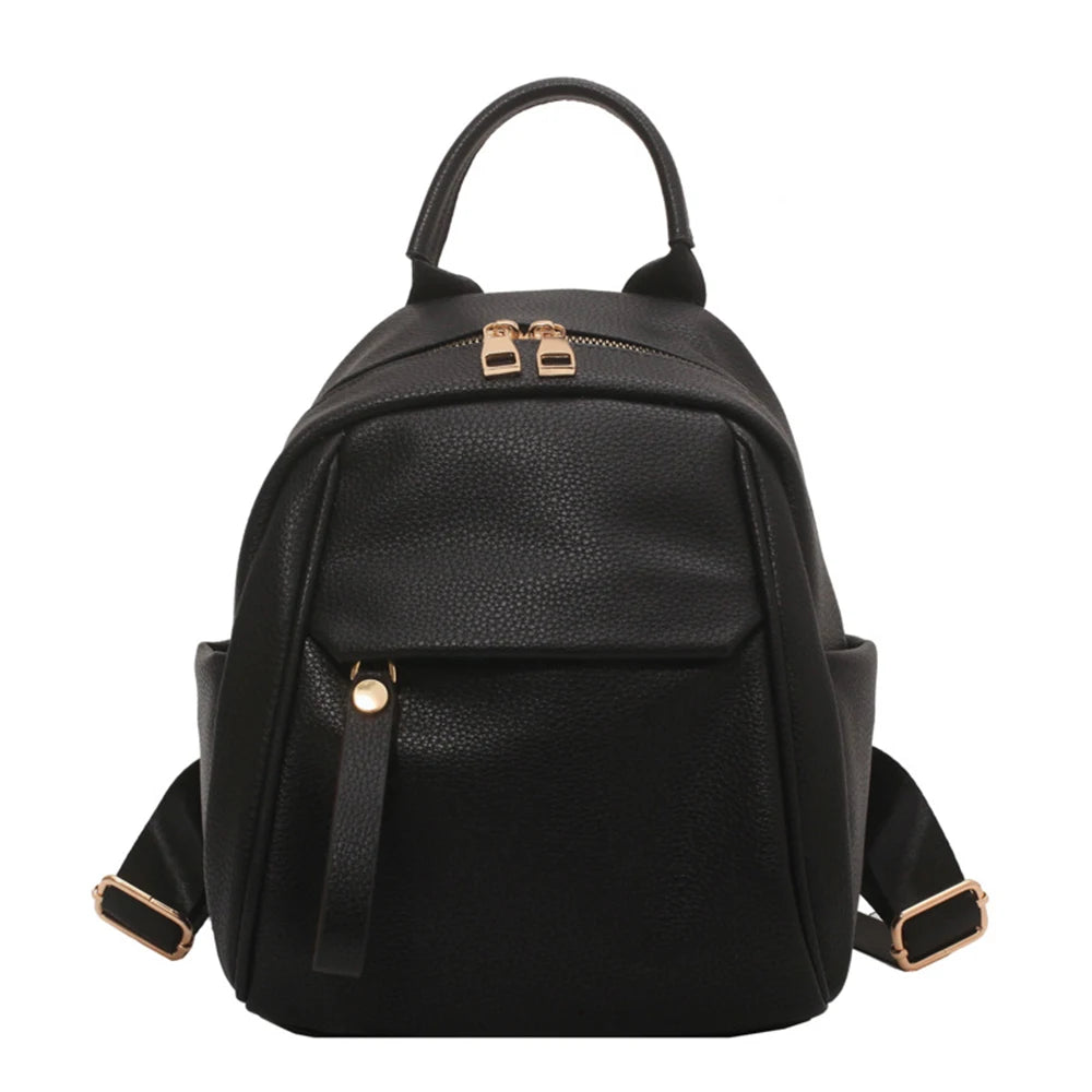 SYZM Women's Leather Backpack Soft PU Leather Backpack Simple Small Lady Shoulders Bag  Fashion Mini Bag For Girls School Bags