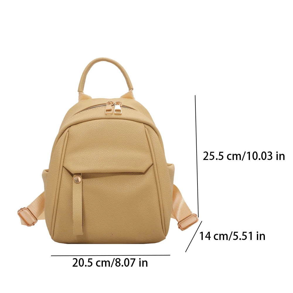 SYZM Women's Leather Backpack Soft PU Leather Backpack Simple Small Lady Shoulders Bag  Fashion Mini Bag For Girls School Bags