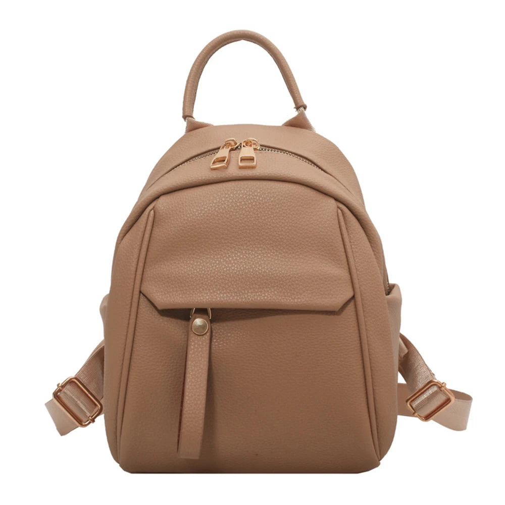 SYZM Women's Leather Backpack Soft PU Leather Backpack Simple Small Lady Shoulders Bag  Fashion Mini Bag For Girls School Bags