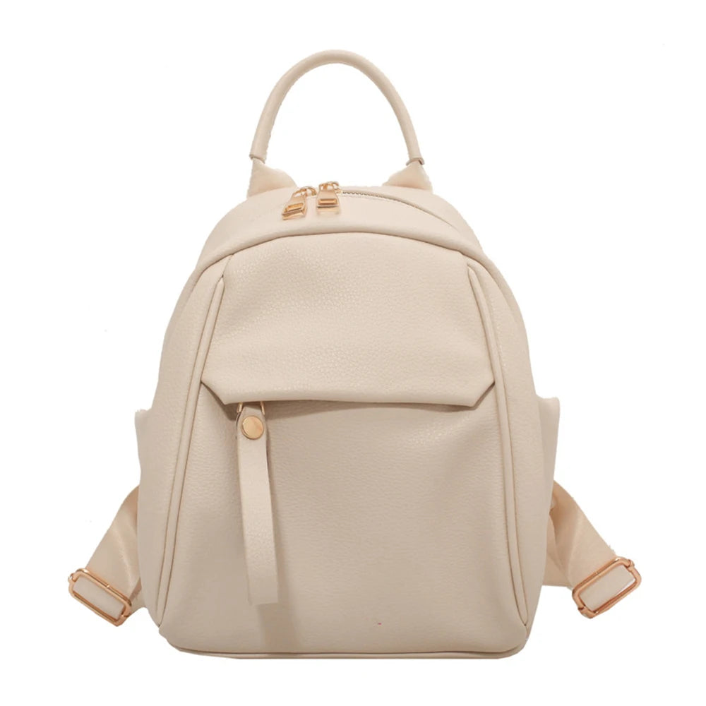 SYZM Women's Leather Backpack Soft PU Leather Backpack Simple Small Lady Shoulders Bag  Fashion Mini Bag For Girls School Bags