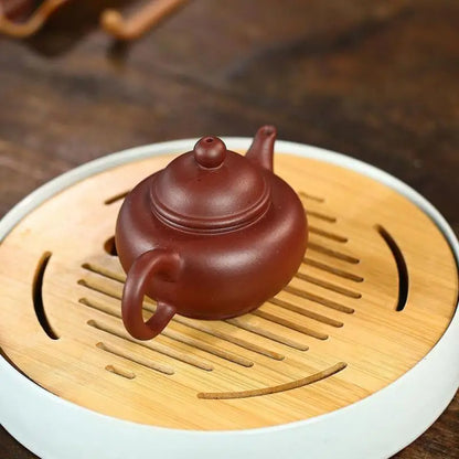 Purple Clay Sketch Horizontal Pot Zisha Teapot Yixing Handmade Pot Kung-fu Teaware  Purple Clay Drinkware For Puer Green Black
