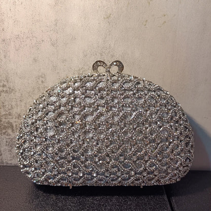 Women Hollow Out Flower Crystal Clutch Purse Wedding Bridal Floral Rhinestone Ladies Evening Bag Diamond Banquet Party Handbag