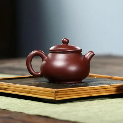 Purple Vermillion Clay Sketch Pan, Zisha Teapot, Yixing Handmade Pot, Kung-Fu Teaware, Purple Clay Drinkware for Puer Green