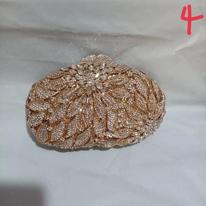 Woman Champagne Gold Pink Diamond Flower Evening Purse High Quality Bridal Dinner Handbag Wedding Party Crystal Floral Lady Bag