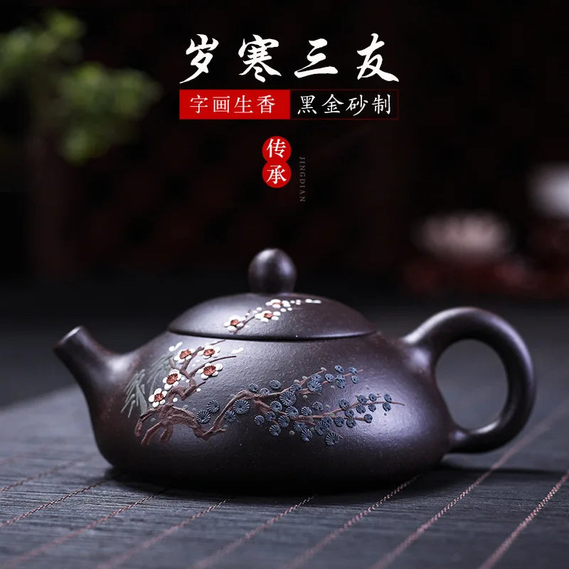 Yixing Teapots Boutique Purple Clay Tea Kettles Ball Shaped Infuser Authentic Xishi Tea Pot Beauty Teaware Pots Zisha Tea Set
