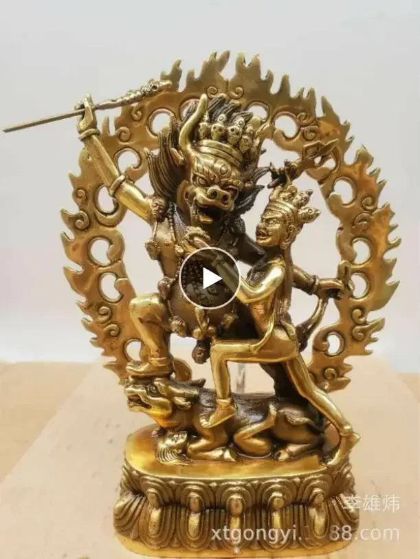 22cm bronze buddha Auspicious Guardian statue Hell Lord Jiang Yan Mozun